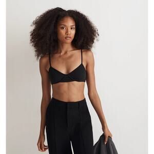 NWT Madewell Scoopneck Bralette in Sleekhold Black Size XS